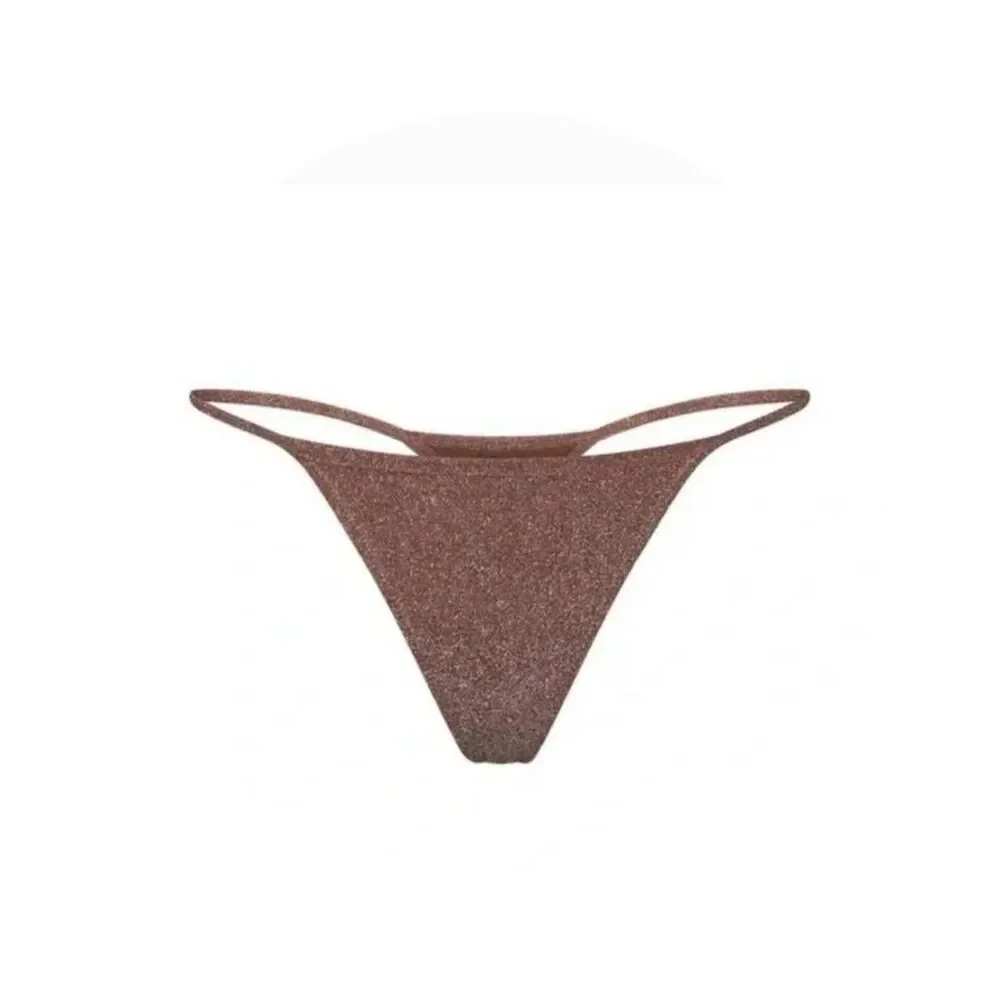 SKIMS Recycled Swim Glitter Bikini Bottom in Jasper